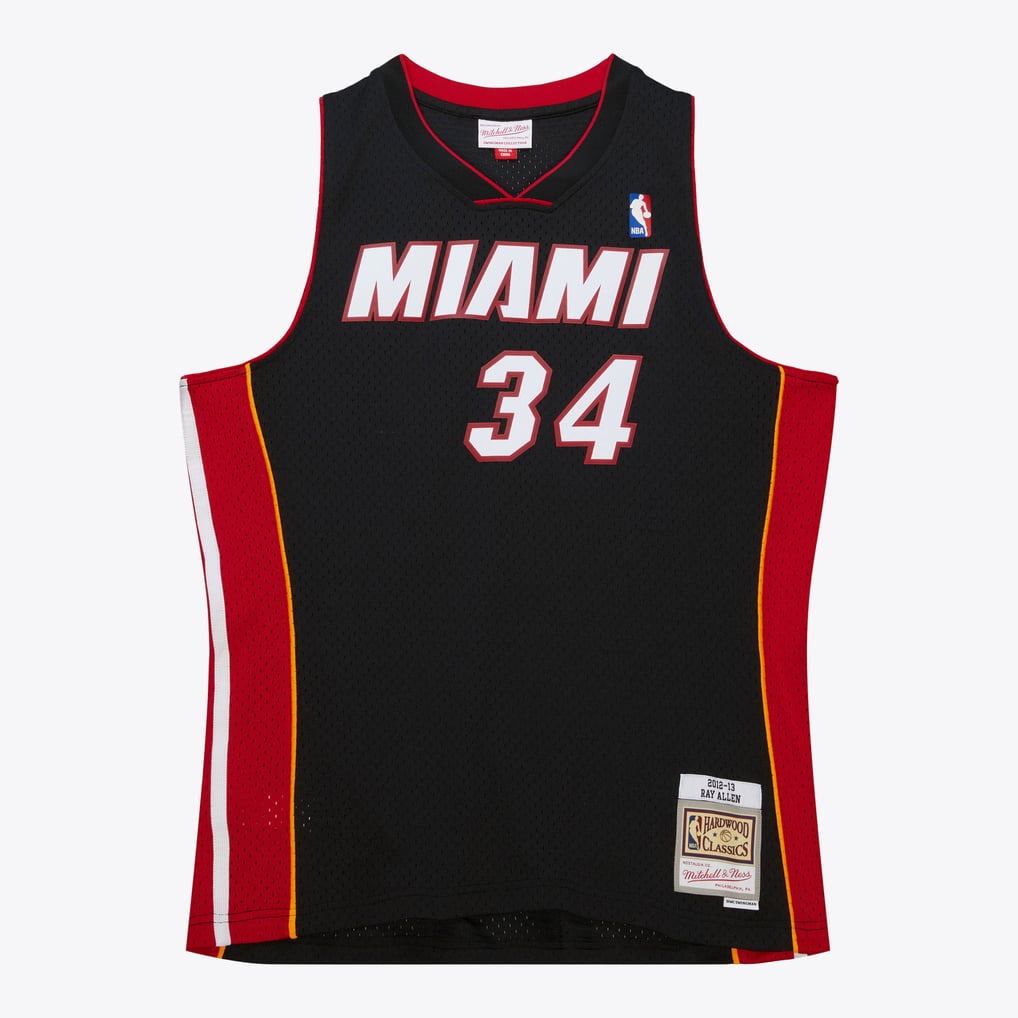 Nike nba store Mitchell & Ness Miami Heat Ray Allen #34 Hardwood Classics 2012-13 Swingman Jersey – Black  basketball jerseys