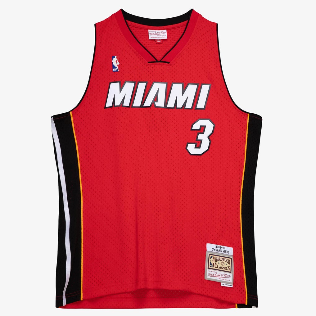 Nike nba store Mitchell & Ness Miami Heat Dwyane Wade #3 Hardwood Classics 2005-06 Swingman Jersey – Red basketball jerseys