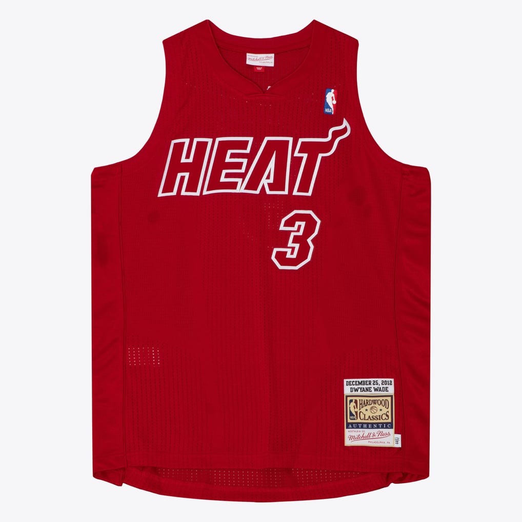 Nike nba store Mitchell & Ness Miami Heat Dwyane Wade #3 Hardwood Classics Christmas Day 2013 Authentic Jersey – Red basketball jerseys