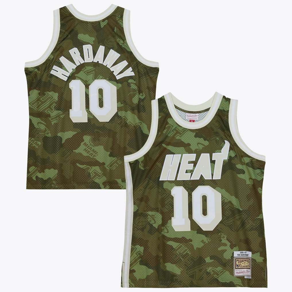 Nike nba store  Mitchell & Ness Miami Heat Tim Hardaway #10 Hardwood Classics 1996-97 Swingman Jersey – Camo basketball jerseys