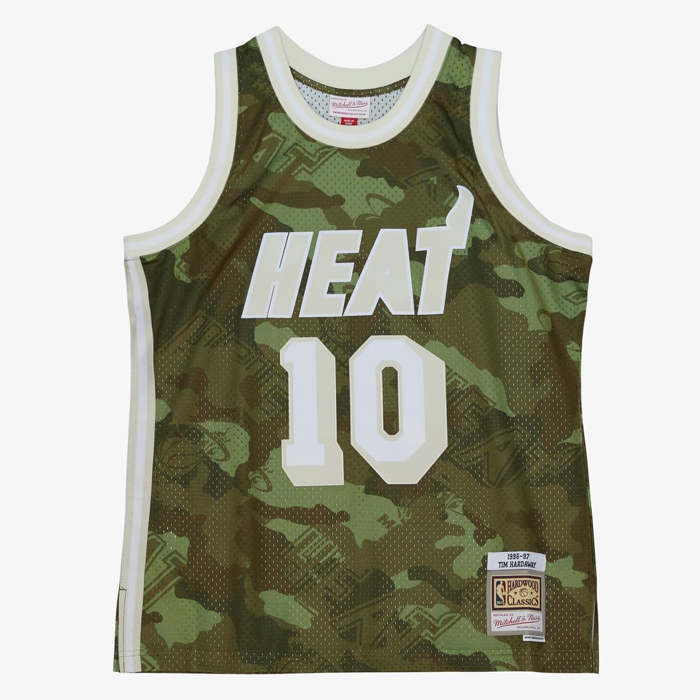 Nike nba store  Mitchell & Ness Miami Heat Tim Hardaway #10 Hardwood Classics 1996-97 Swingman Jersey – Camo basketball jerseys