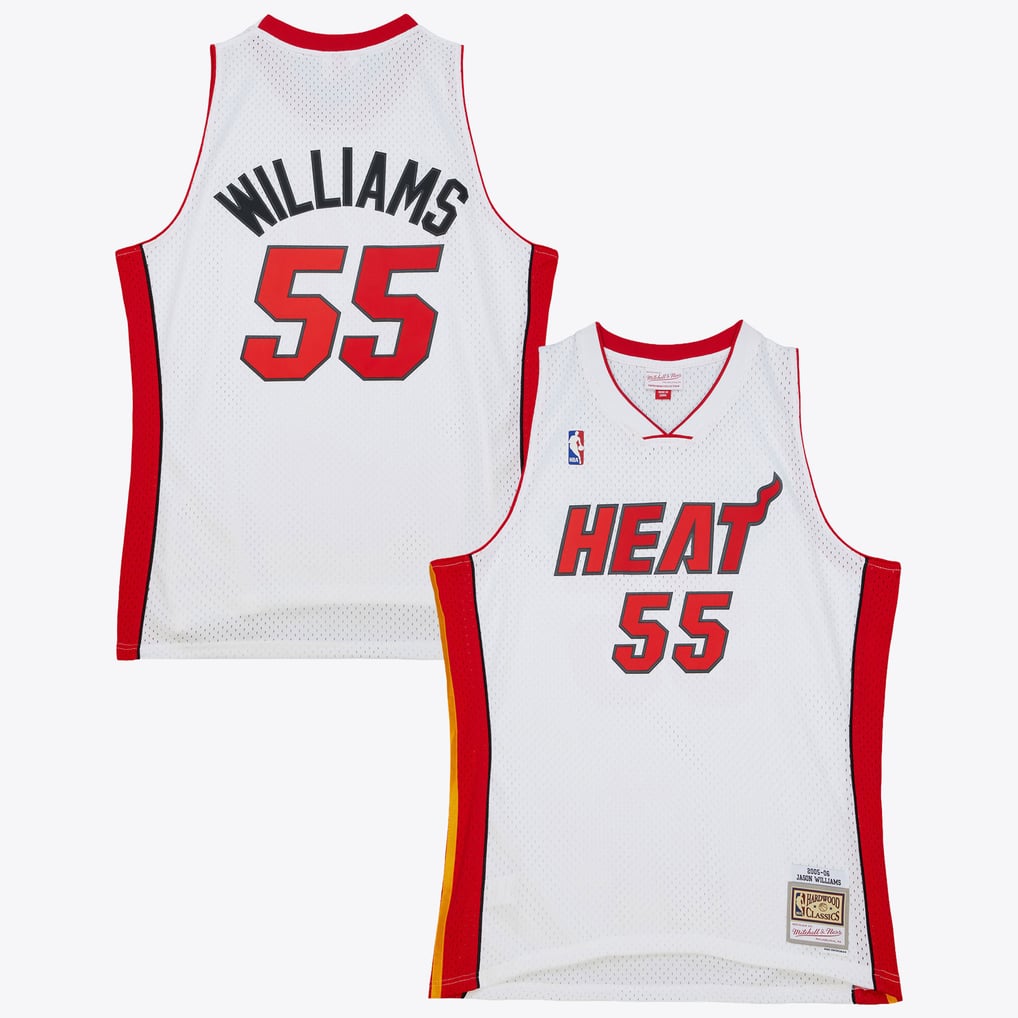 Nike nba store Mitchell & Ness Miami Heat Jason Williams #55 Hardwood Classics 2005-06 Swingman Jersey – White basketball jerseys