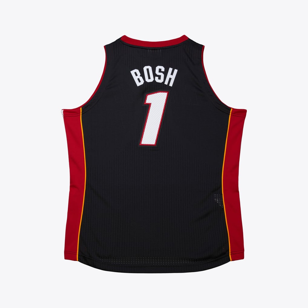 Nike nba store Mitchell & Ness Miami Heat Chris Bosh #1 Hardwood Classics 2012-13 Authentic Finals Jersey – Black basketball jerseys