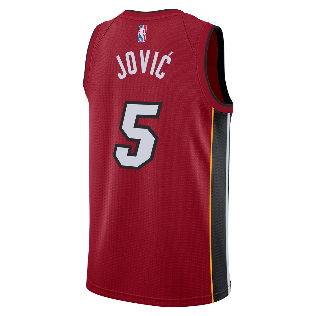 Nike nba store Jordan Brand Miami Heat Nikola Jović #5 Statement Edition Swingman Jersey – Red basketball jerseys