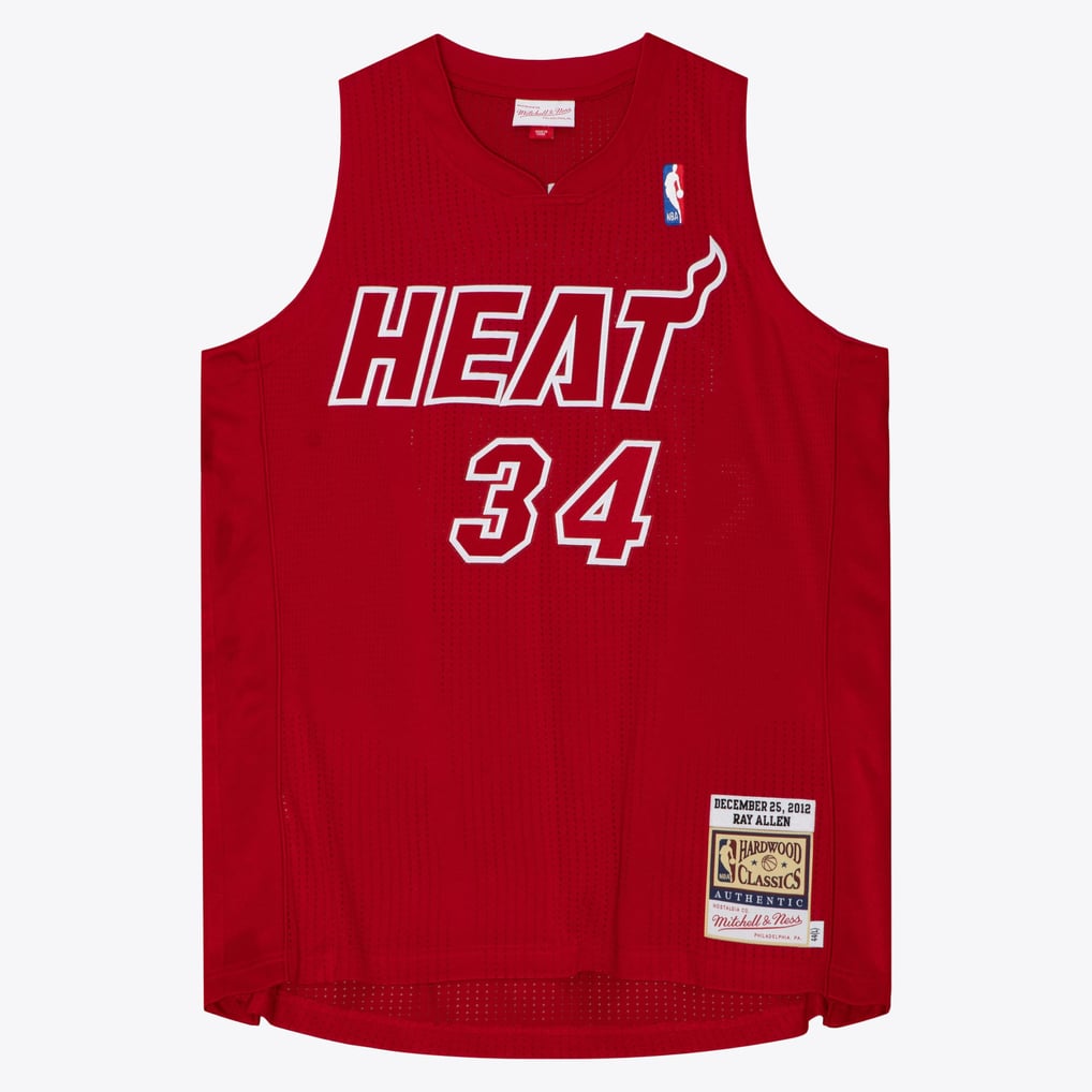 Nike nba store Mitchell & Ness Miami Heat Ray Allen #34 Hardwood Classics 2012 Christmas Day Authentic Jersey – Red  basketball jerseys