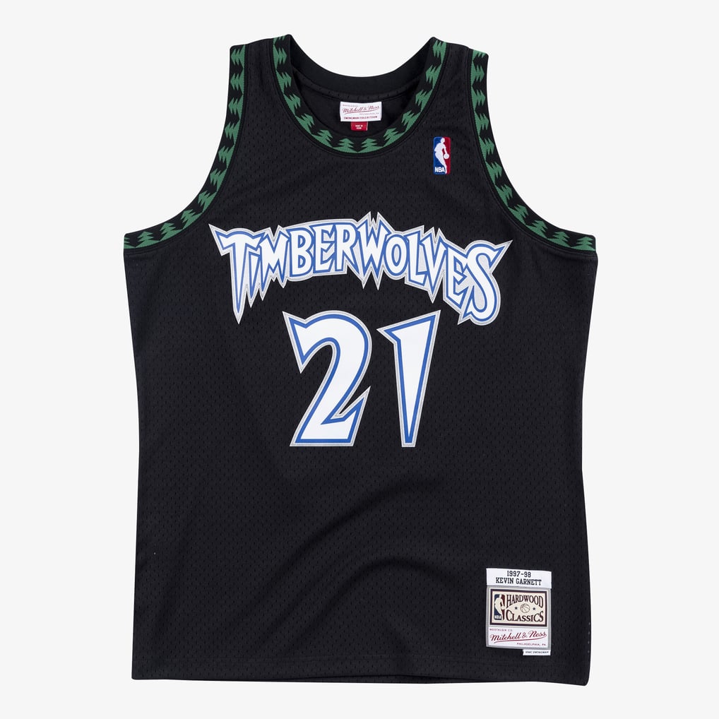 Mitchell & Ness Minnesota Timberwolves Kevin Garnett #21 Hardwood Classics 1997-98 Swingman Jersey – Black