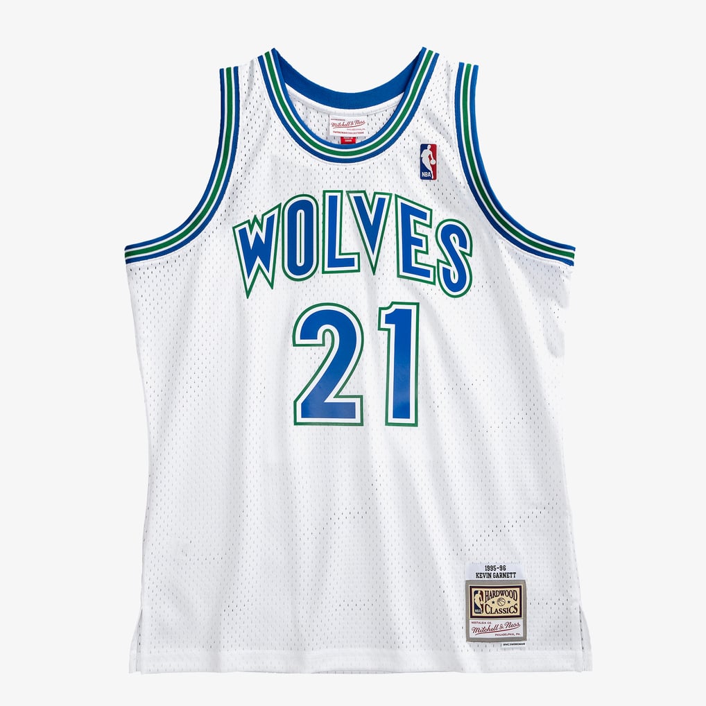 Mitchell & Ness Minnesota Timberwolves Kevin Garnett #21 Hardwood Classics 1995-96 Swingman Jersey – White