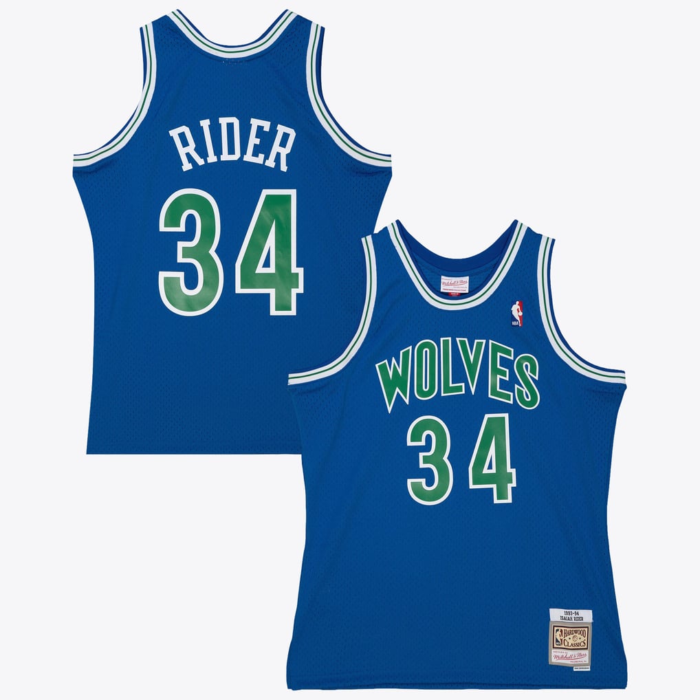 Mitchell & Ness Minnesota Timberwolves Isaiah Rider #34 Hardwood Classics 1993-94 Swingman Jersey – Blue