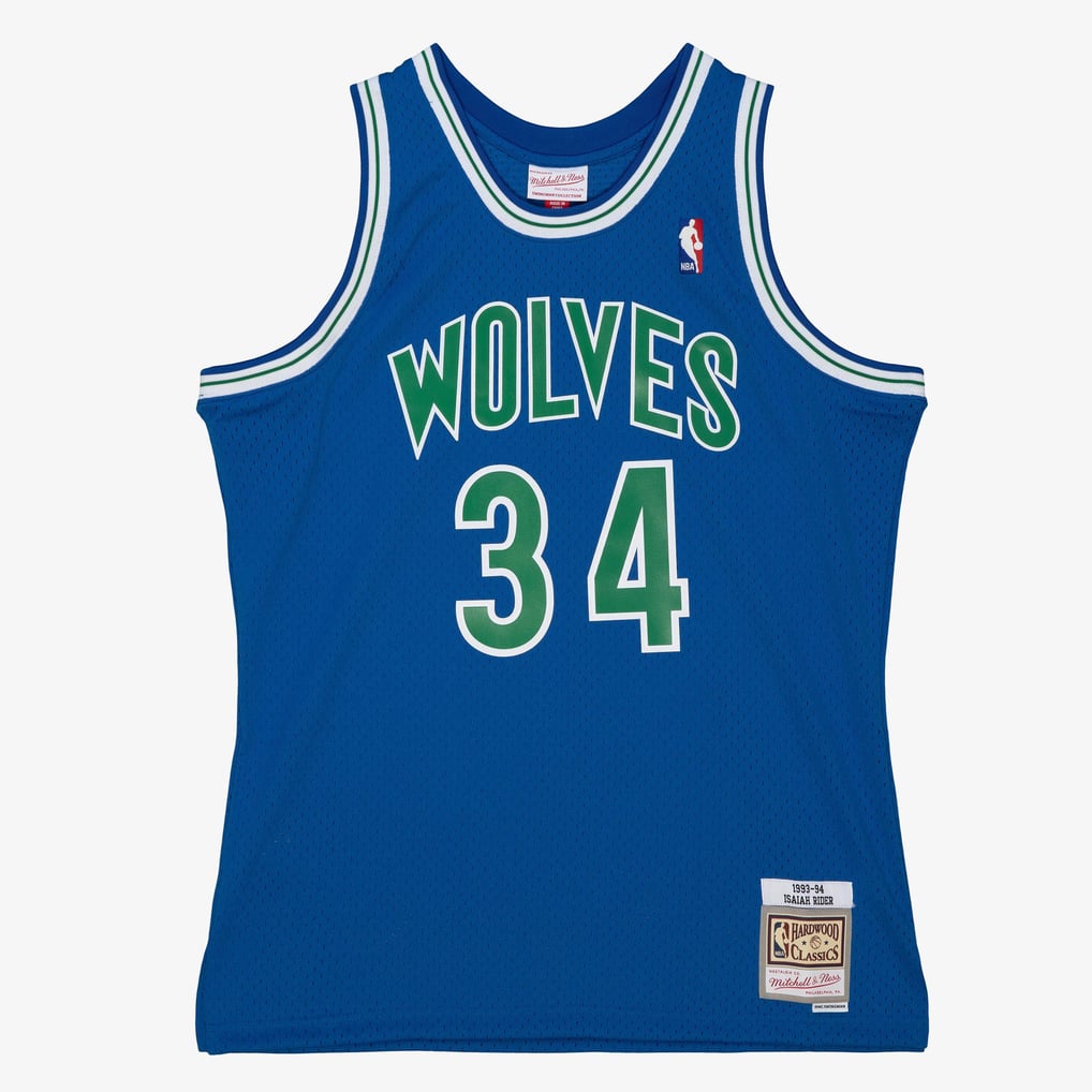 Mitchell & Ness Minnesota Timberwolves Isaiah Rider #34 Hardwood Classics 1993-94 Swingman Jersey – Blue