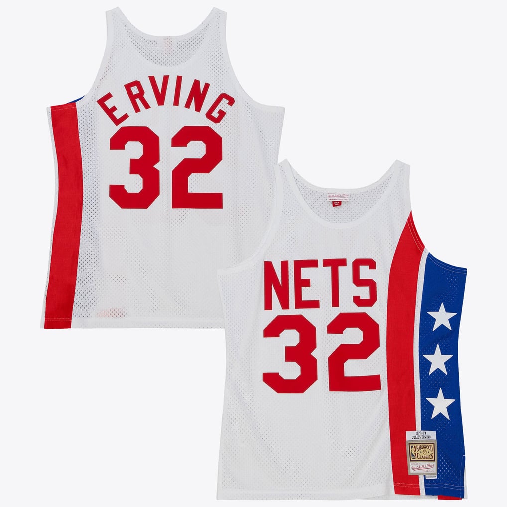 Mitchell & Ness New York Nets Julius Erving #32 Hardwood Classics 1973-74 Swingman Jersey – White