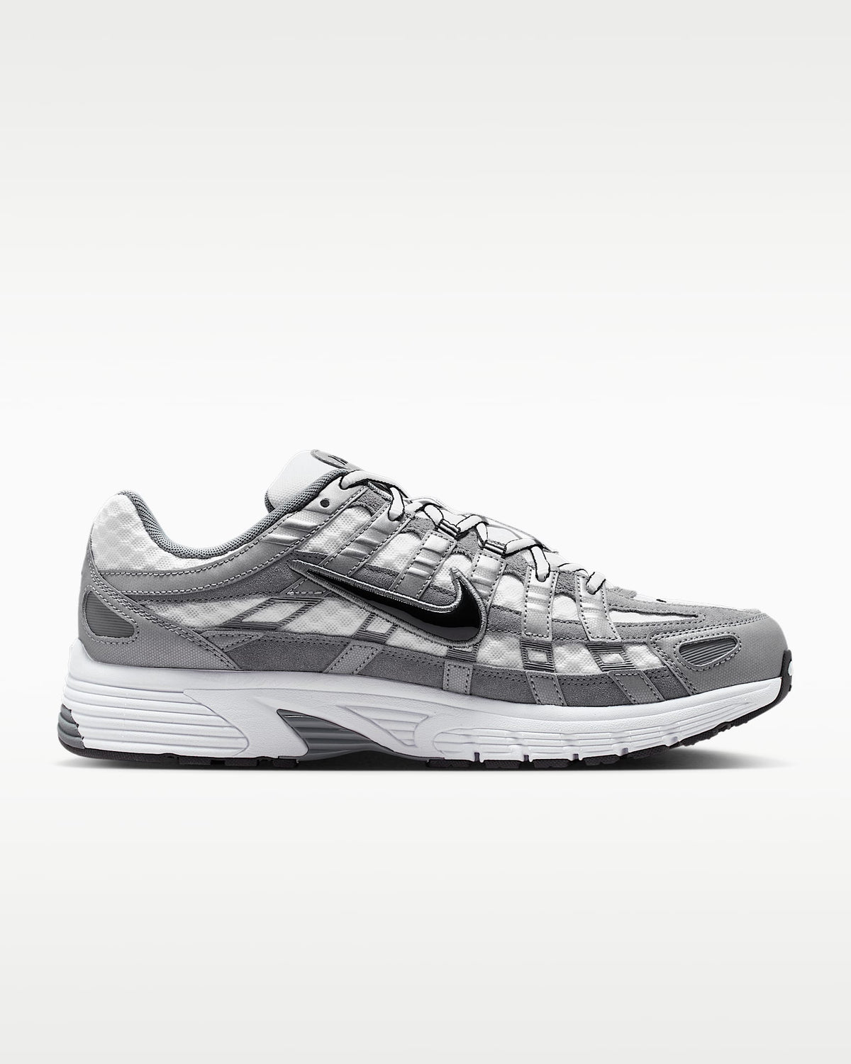 Nike P-6000 – Grey / White / Black Suede Mesh Athletic Sneakers