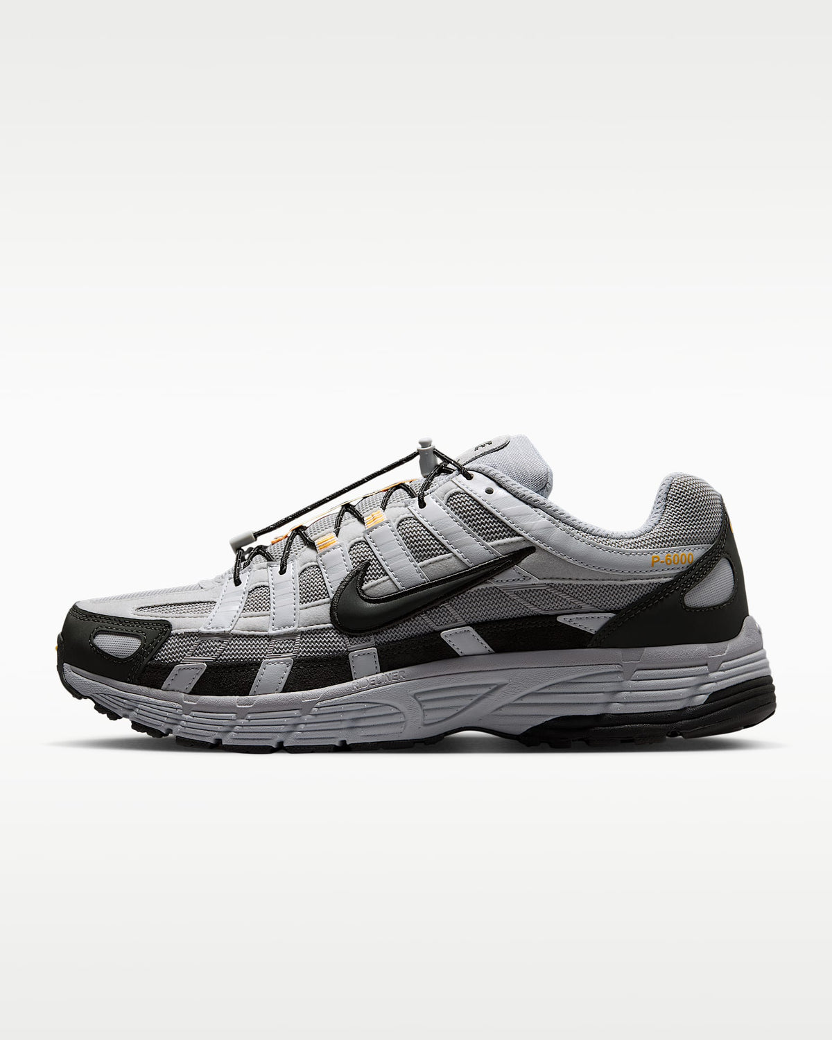Nike P-6000 – Grey / Black / Orange Mesh Athletic Sneakers