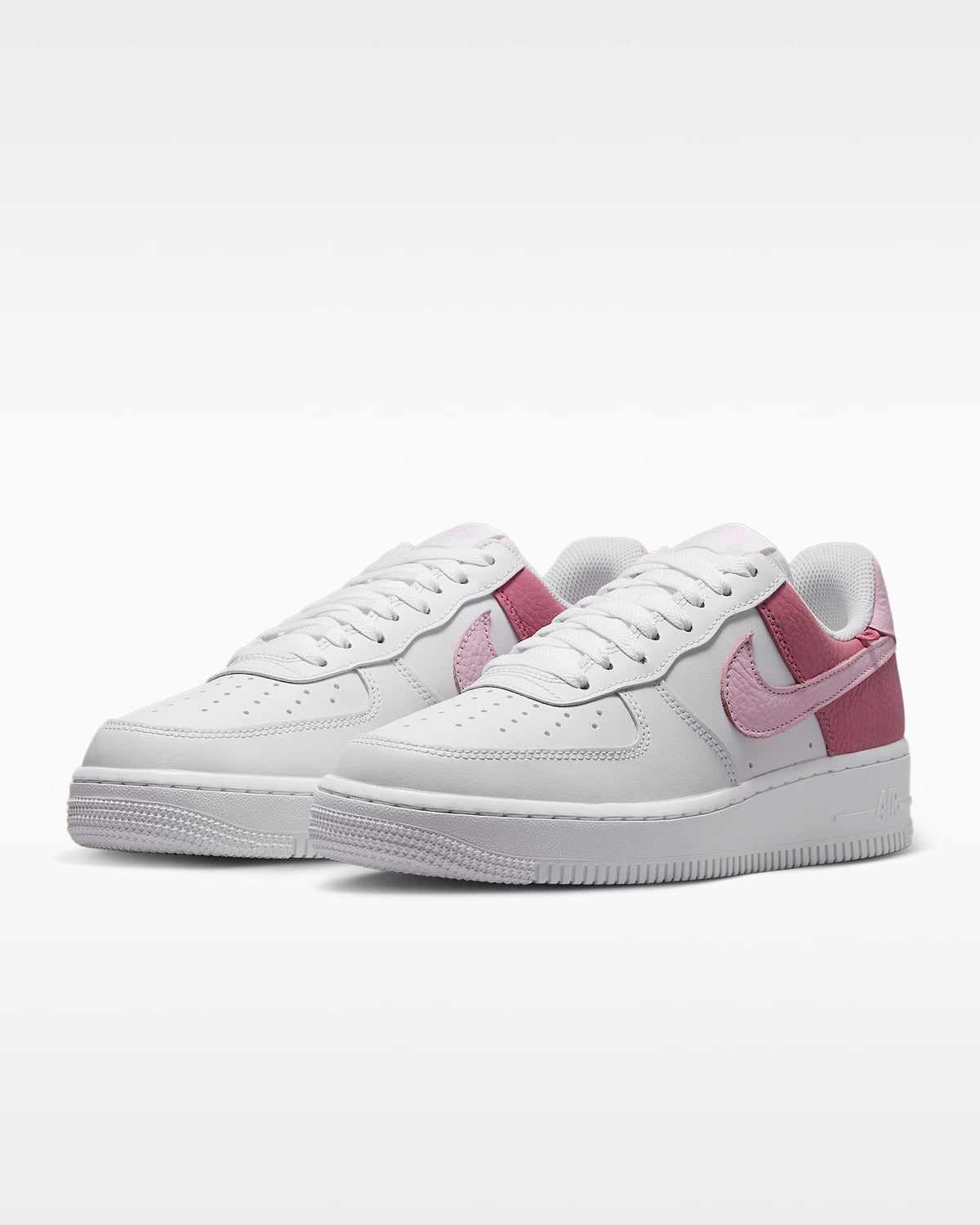 Nike Air Force 1 '07 White Two-Tone Pink Color-Block Sneakers
