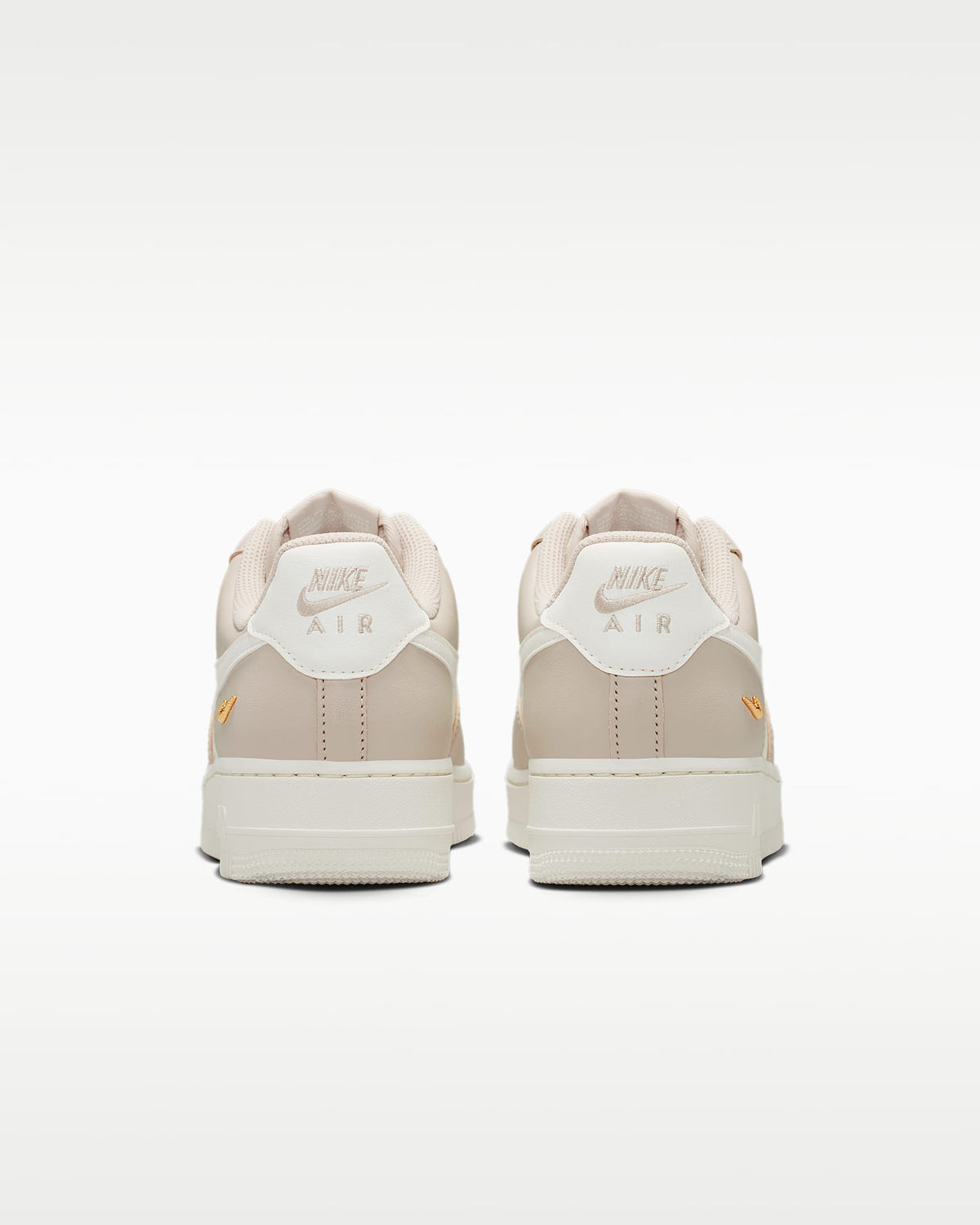 Nike Air Force 1 '07 Beige Cream Mini Gold Swoosh Sneakers