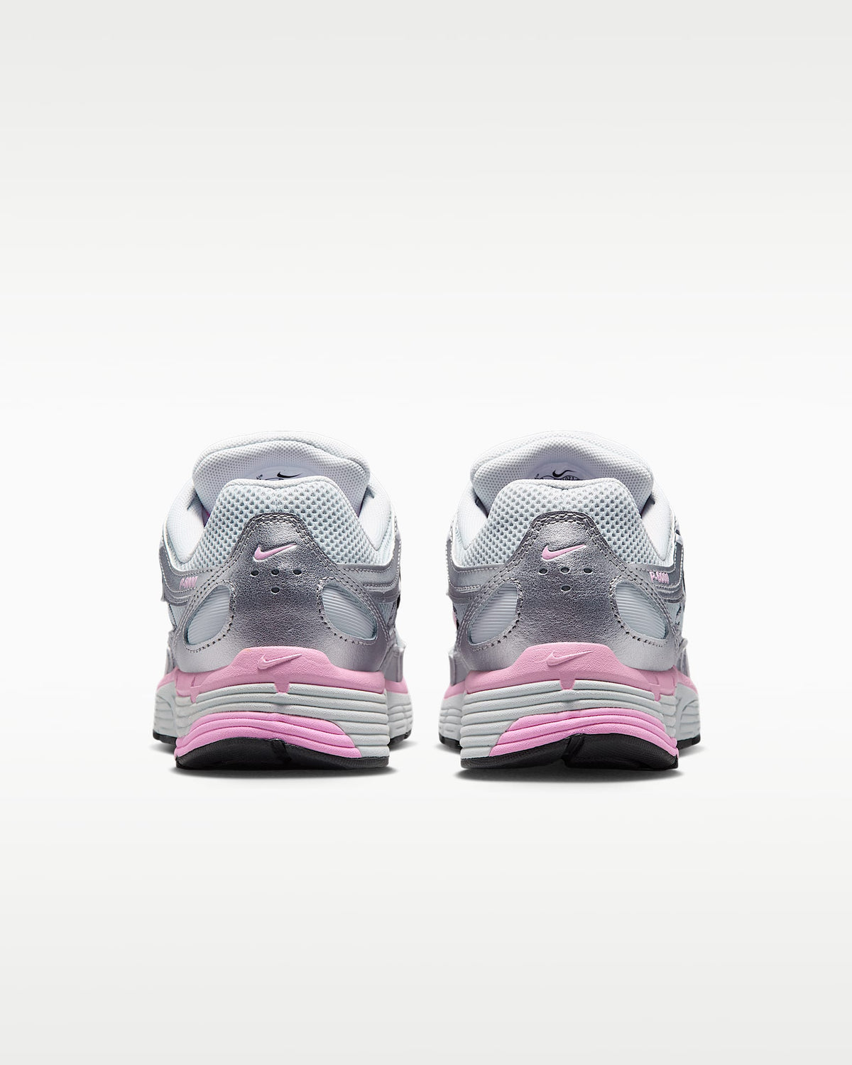 Nike P-6000 – Metallic Silver / Pink Mesh Athletic Sneakers
