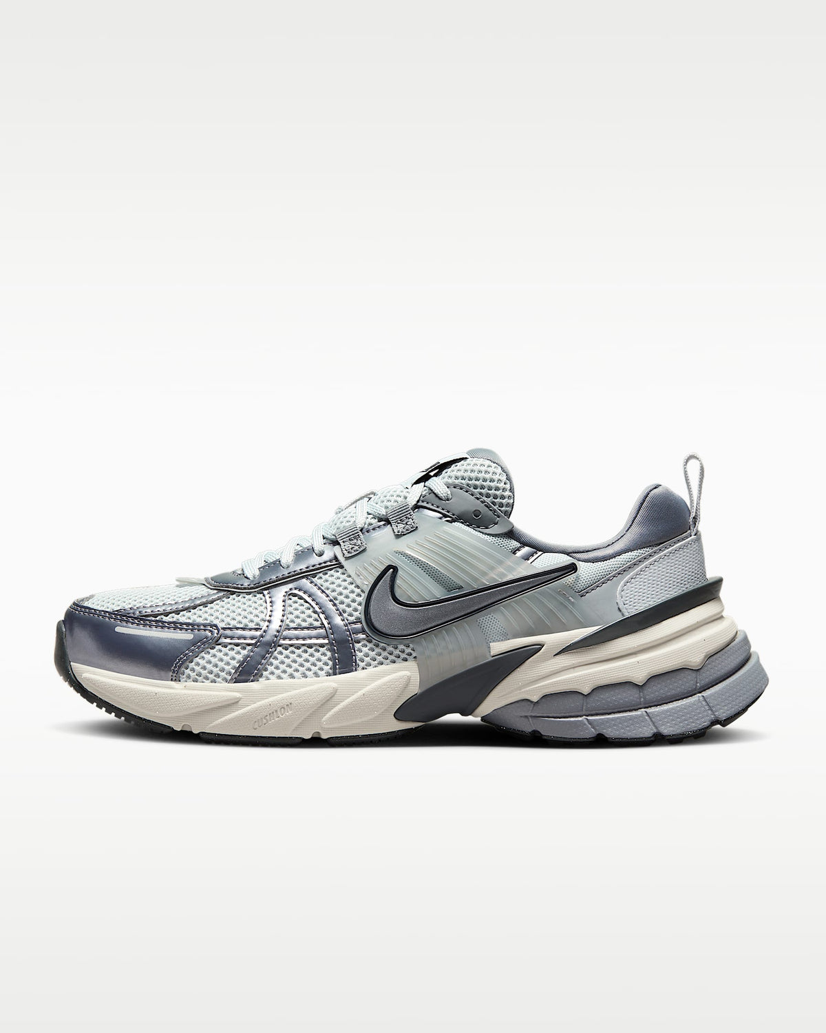 Nike V2K Run – Grey / Silver Mesh Athletic Sneakers